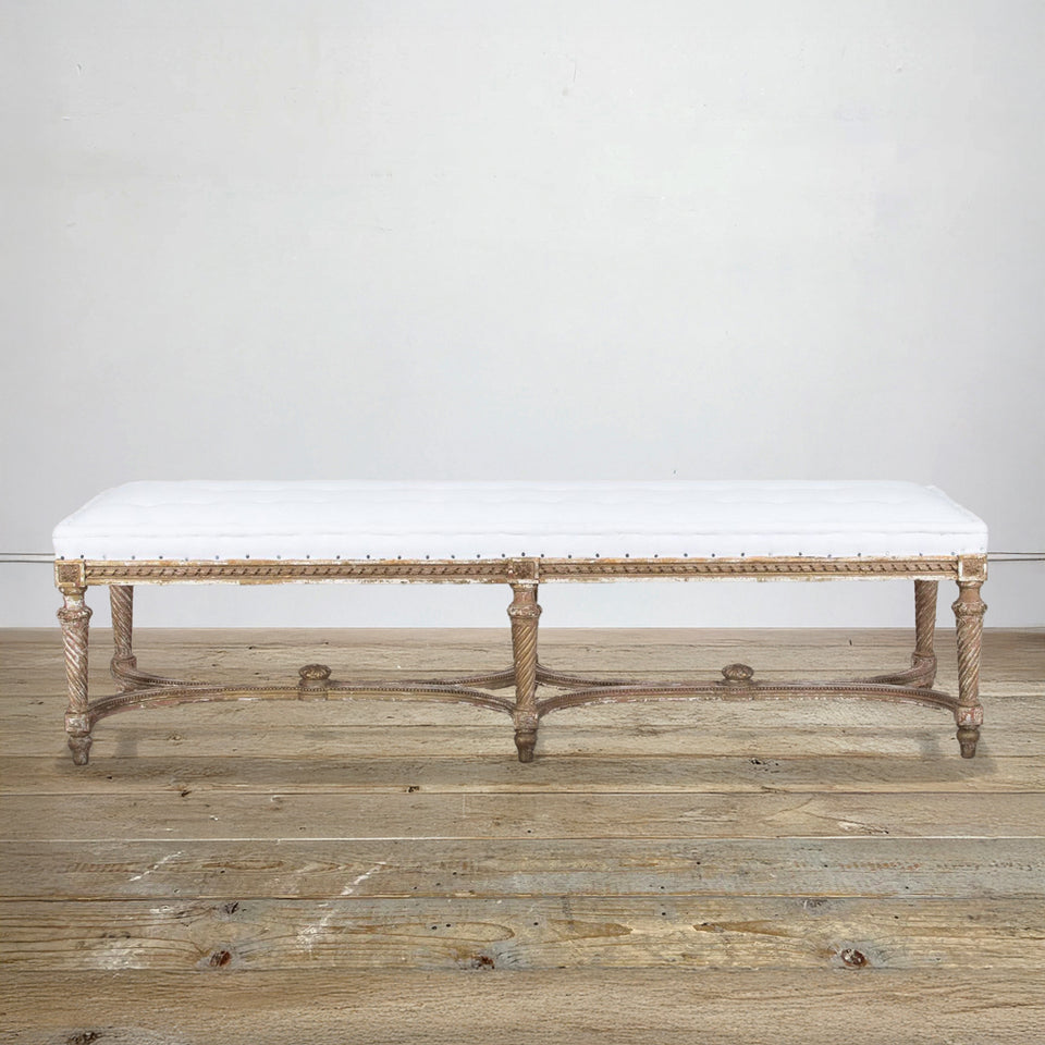 Late 19th Century French Upholstered Bench