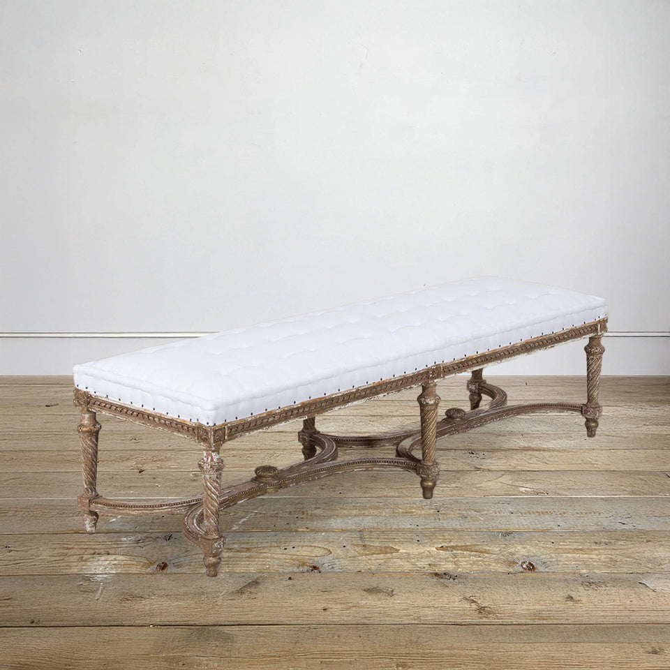 Late 19th Century French Upholstered Bench