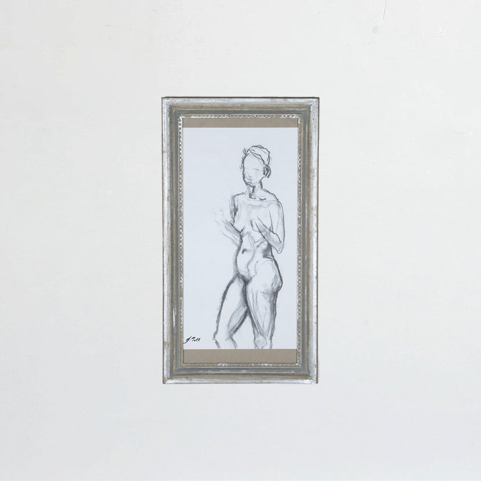 Mid-Century English Charcoal Sketch of a Nude