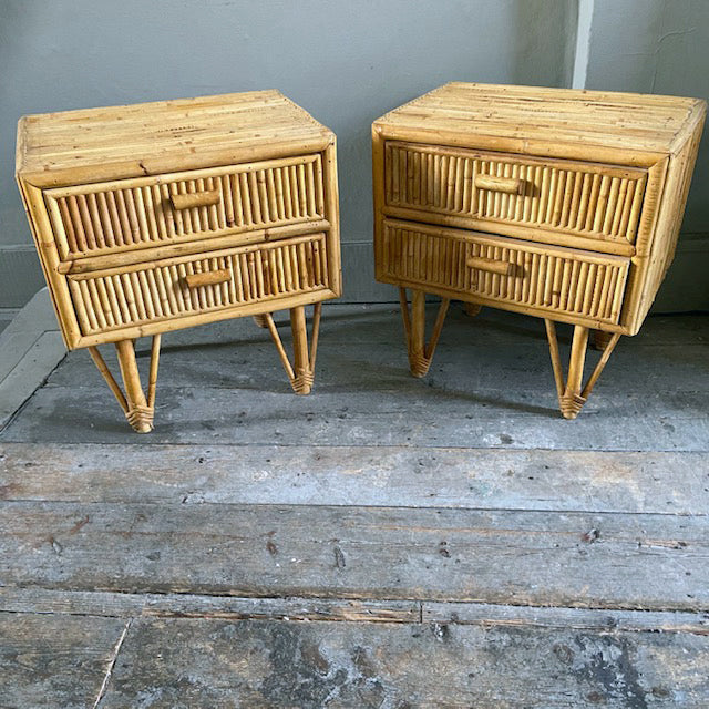 Pair Bamboo Bedside tables