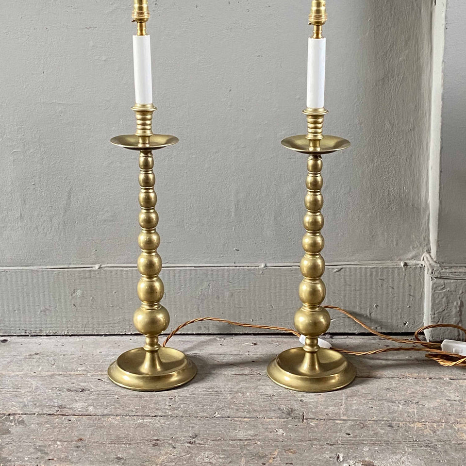 Pair Brass Table Lamps
