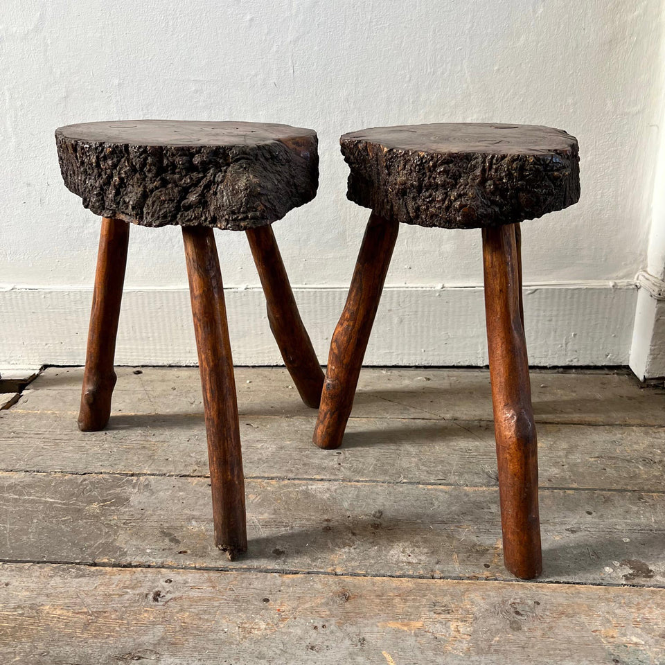 Pair Burr Stools