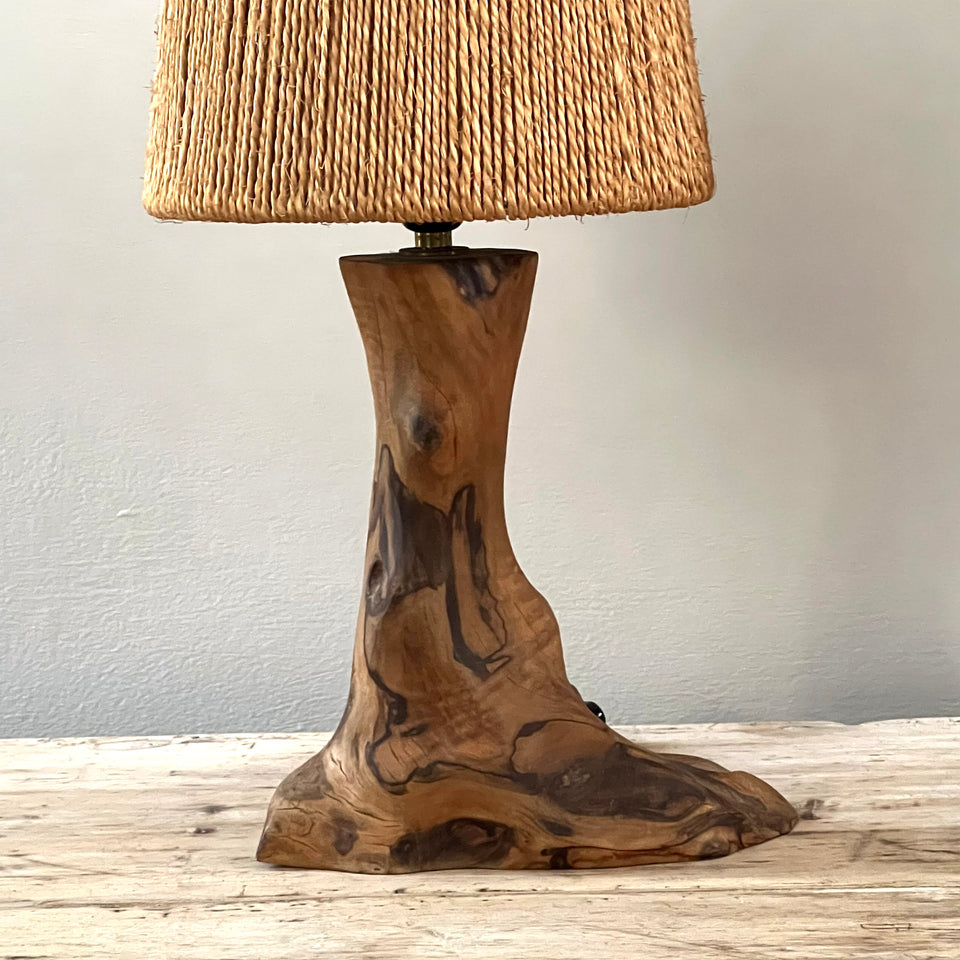 Pair Olive Wood Lamps
