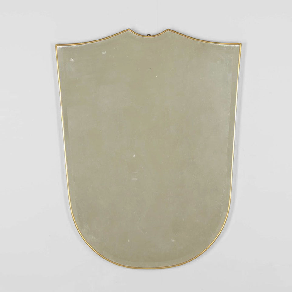 Mid-Century Italian Brass Shield Mirror