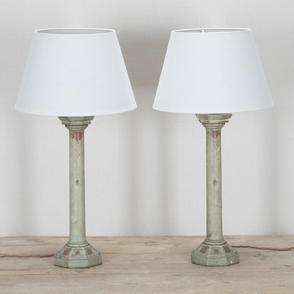 Pair of French Painted Table Lamps